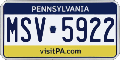 PA license plate MSV5922