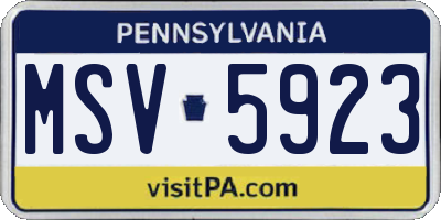 PA license plate MSV5923