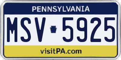 PA license plate MSV5925