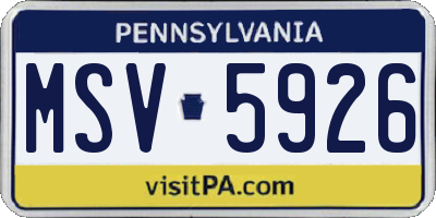 PA license plate MSV5926