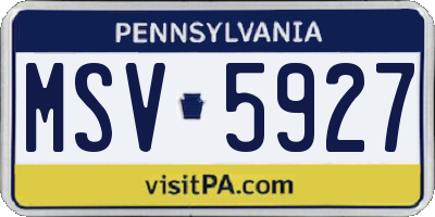 PA license plate MSV5927