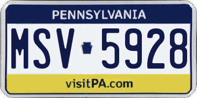 PA license plate MSV5928