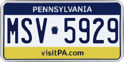 PA license plate MSV5929
