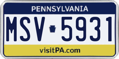 PA license plate MSV5931