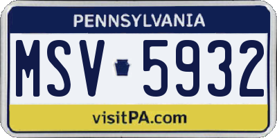 PA license plate MSV5932