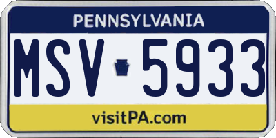 PA license plate MSV5933