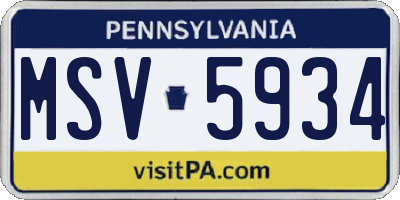 PA license plate MSV5934