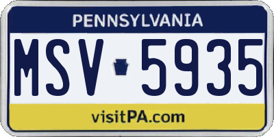 PA license plate MSV5935