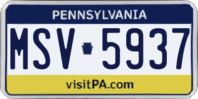 PA license plate MSV5937