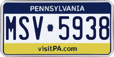 PA license plate MSV5938
