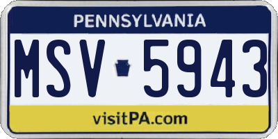 PA license plate MSV5943