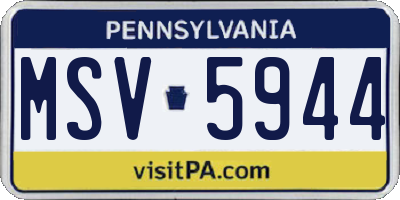 PA license plate MSV5944