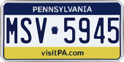 PA license plate MSV5945