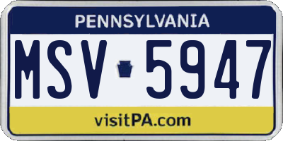 PA license plate MSV5947