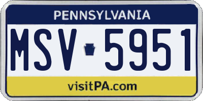 PA license plate MSV5951
