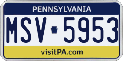 PA license plate MSV5953