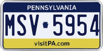 PA license plate MSV5954
