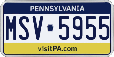 PA license plate MSV5955