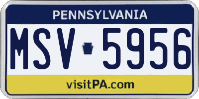 PA license plate MSV5956