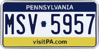 PA license plate MSV5957