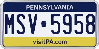 PA license plate MSV5958