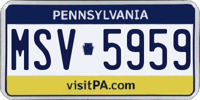 PA license plate MSV5959