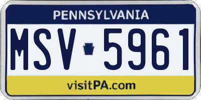 PA license plate MSV5961
