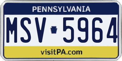 PA license plate MSV5964