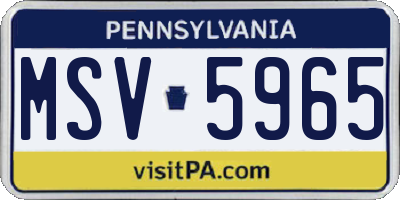 PA license plate MSV5965