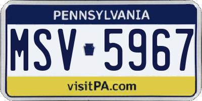 PA license plate MSV5967