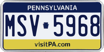 PA license plate MSV5968