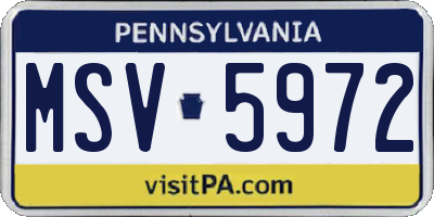 PA license plate MSV5972