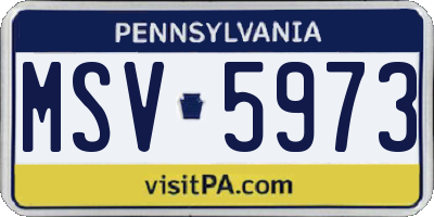 PA license plate MSV5973