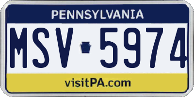 PA license plate MSV5974