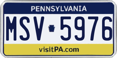 PA license plate MSV5976
