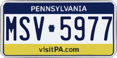 PA license plate MSV5977