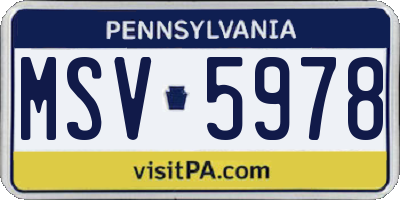 PA license plate MSV5978