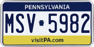 PA license plate MSV5982