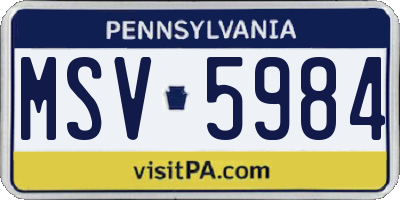 PA license plate MSV5984