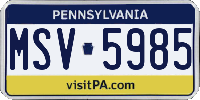 PA license plate MSV5985