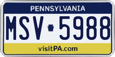 PA license plate MSV5988