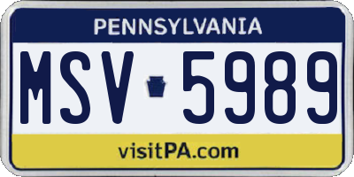 PA license plate MSV5989