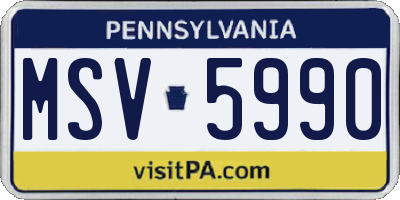 PA license plate MSV5990