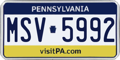 PA license plate MSV5992