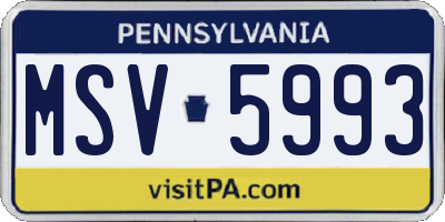PA license plate MSV5993
