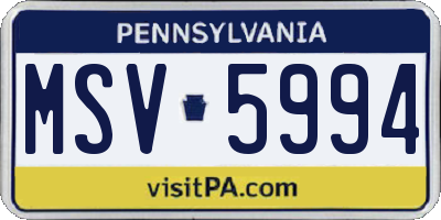 PA license plate MSV5994