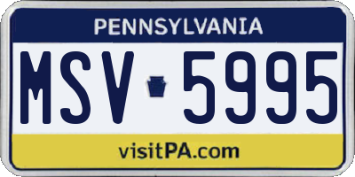 PA license plate MSV5995