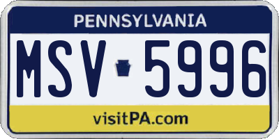 PA license plate MSV5996