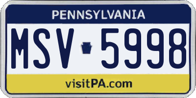 PA license plate MSV5998
