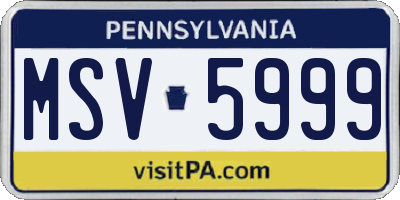 PA license plate MSV5999